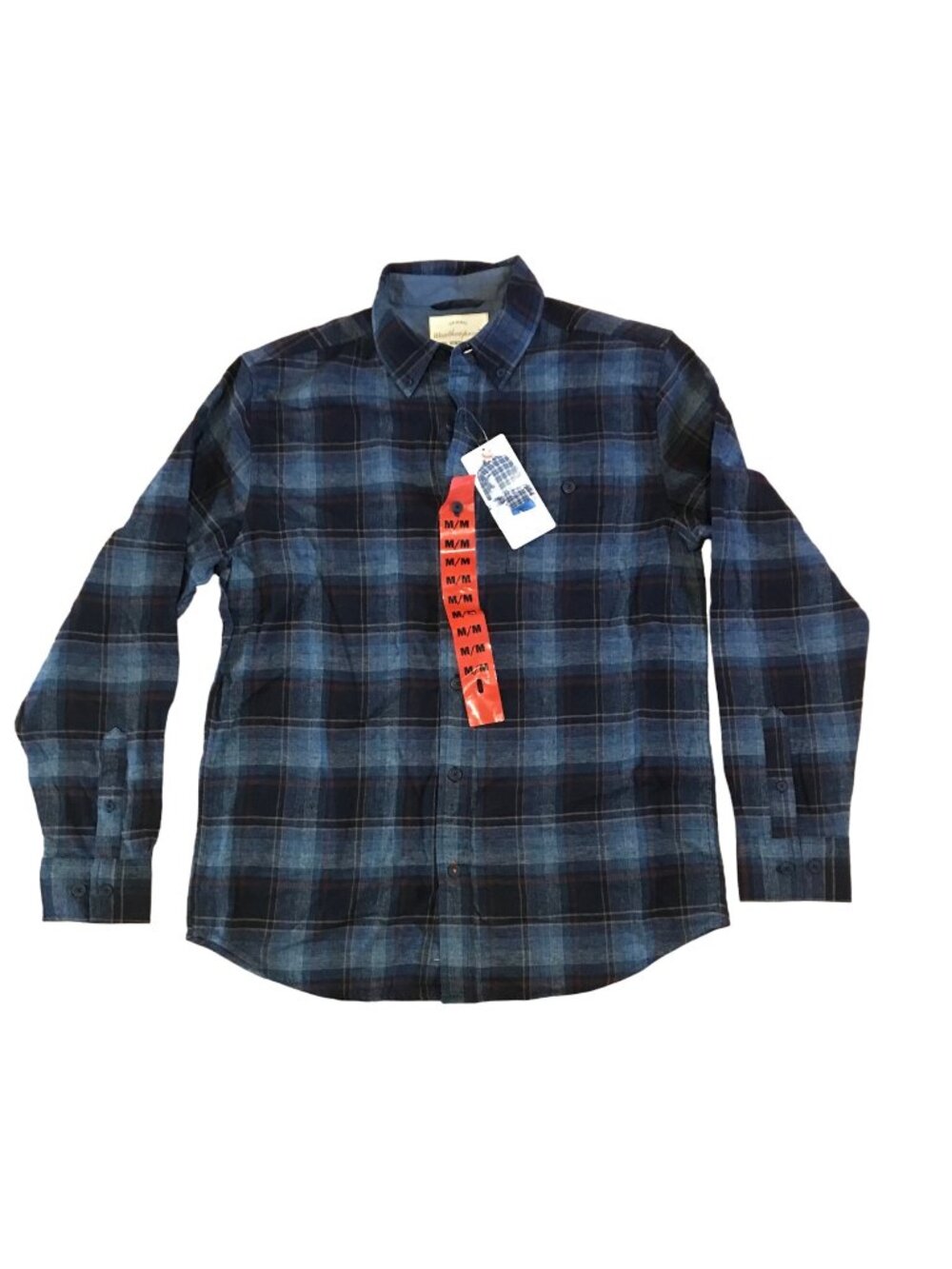 Weatherproof Plaid Flannel Shirt Mens Medium Cotton Blue Button Hunting Work New